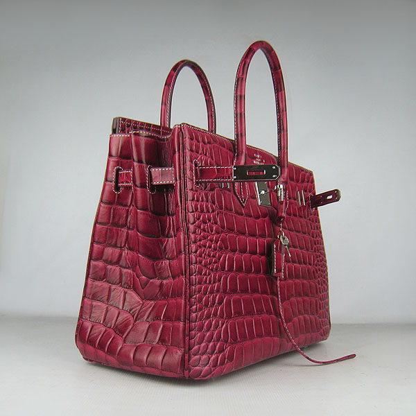 High Quality Fake Hermes Birkin 35CM Crocodile Veins Leather Bag Wine 6089 - Click Image to Close